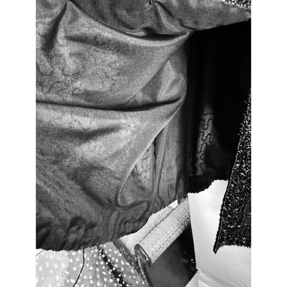 LAURENCE KAZAR VTG Fully Beaded 100% Silk Black Cardigan Evening Jacket L Formal - Picture 6 of 12